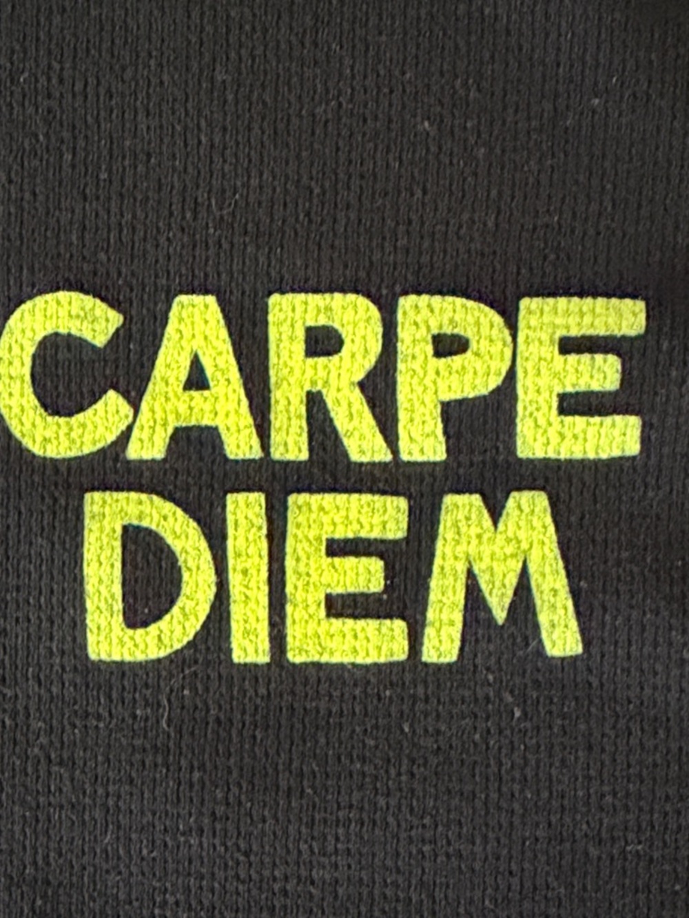 Aviator Nation Black Long Sleeve Tee with Yellow 'Carpe Diem' Text - Picture 3 of 11